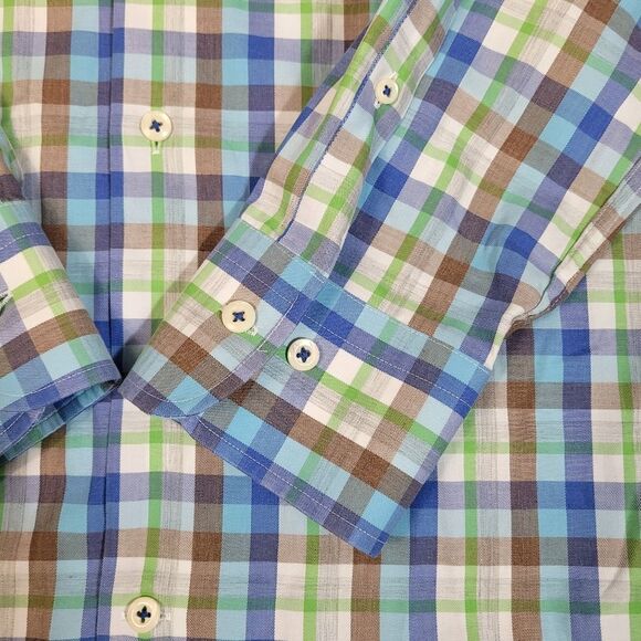 Peter Millar Mens Button Down Dress Shirt Size L Long Sleeve Multicolor Plaid - Picture 5 of 11
